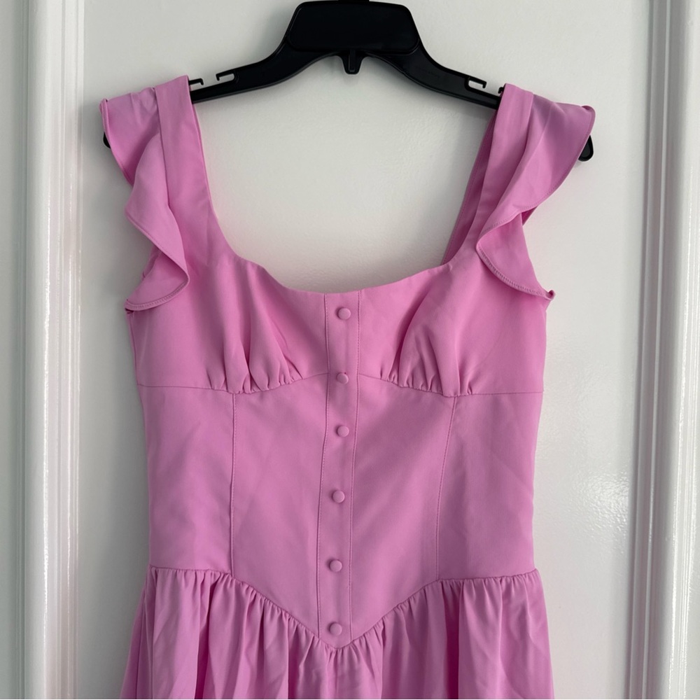 AMANDA UPRICHARD Holland Flutter Sleeve Mini Dress Pink Size S NWT - Picture 4 of 10